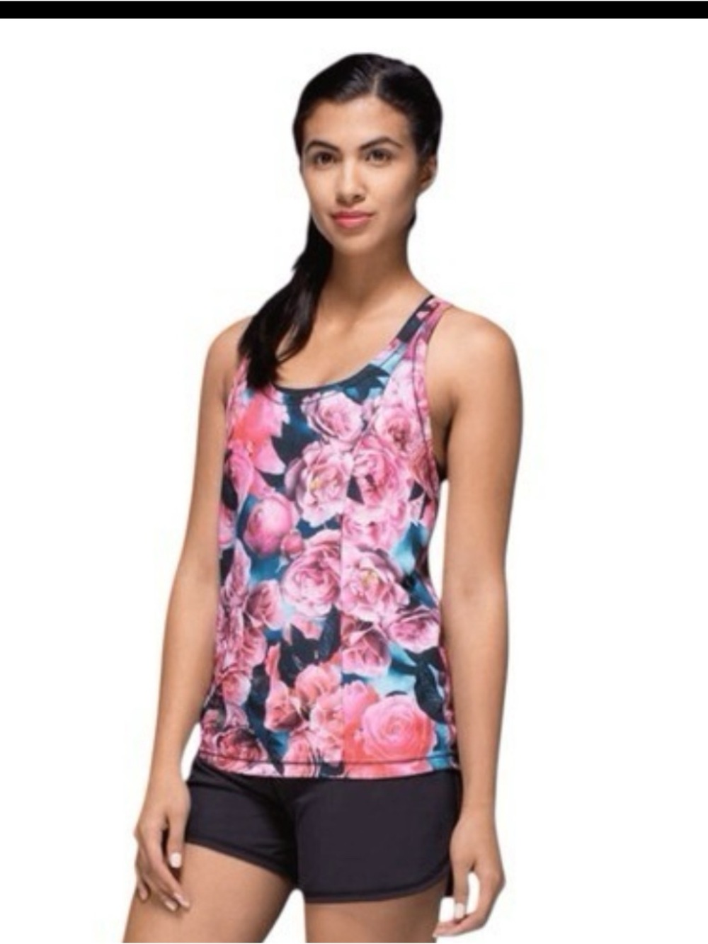 lululemon athletica Pink Floral Scoop Neck Tank